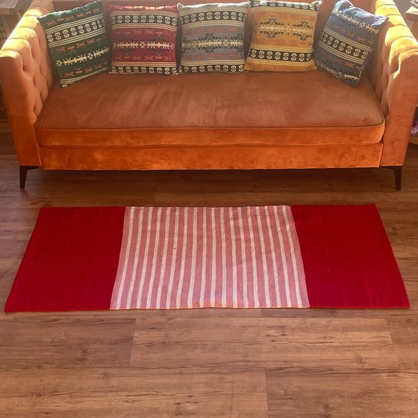 Indický Bavlněný Koberec - 70x170cm - Červený / Růžový