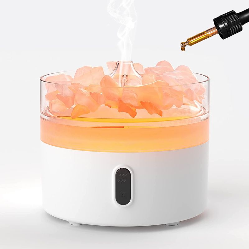Aroma Difuzér Himalájská Sůl - Noční Světlo - USB-C - Efekt Plamene
