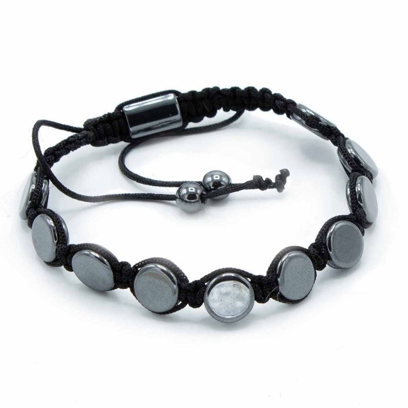 Magnetický Hematitový Náramek Shamballa - Ploché Kroužky