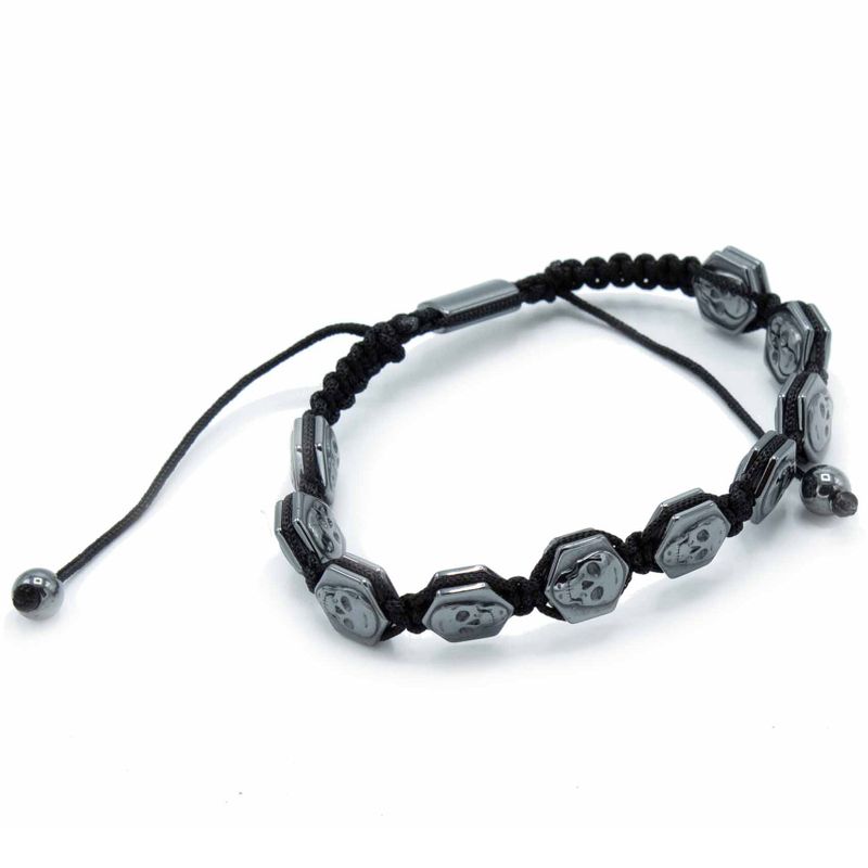 Magnetický Hematitový Náramek Shamballa - Šestiúhelníkové Lebky