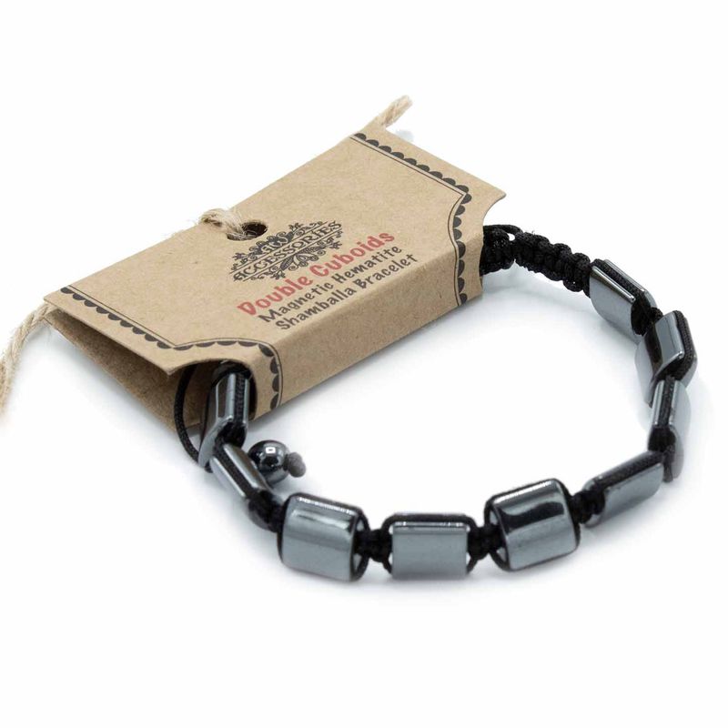 Magnetický Hematitový Náramek Shamballa - Dvojité Kvádry