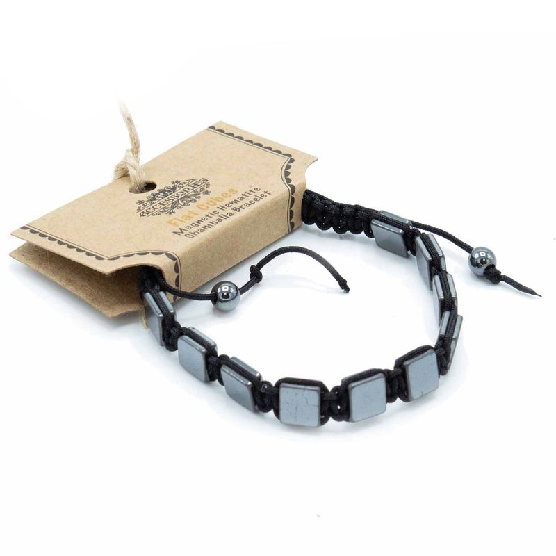 Magnetický Hematitový Náramek Shamballa - Ploché Kostky