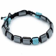 Magnetický Hematitový Náramek Shamballa - Tyrkysové Kvádry