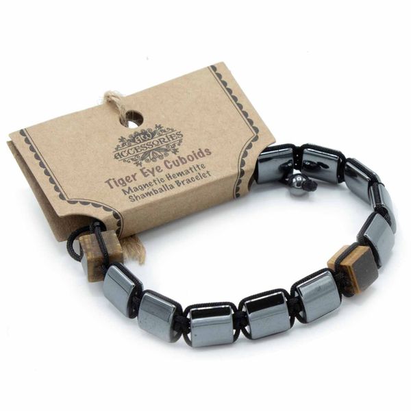 Magnetický Hematitový Náramek Shamballa - Kvádry Tygří Oko