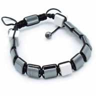 Magnetický Hematitový Náramek Shamballa - Kvádry Bílý Jaspis