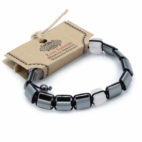 Magnetický Hematitový Náramek Shamballa - Kvádry - Růže