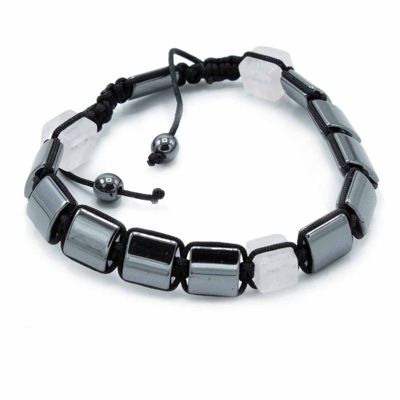 Magnetický Hematitový Náramek Shamballa - Kvádry - Růže