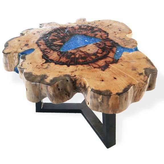 Konfrerenční Stolek z Tamarindu a Pryskyřice - Nebesky Modrý