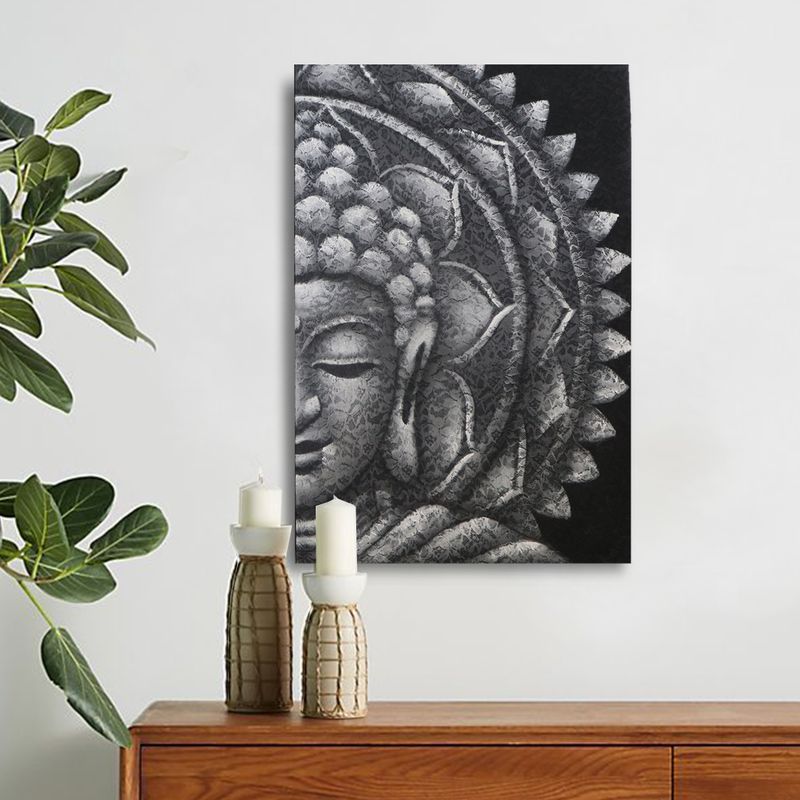 Buddha Mandala Obraz - Šedý - 60x80cm