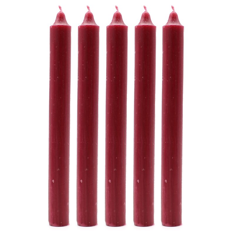 Stolní Jednobarevné Svíčky - Rustikální Burgundská