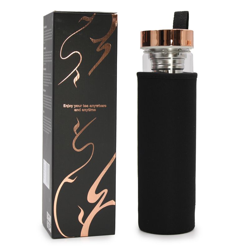 Láhev na Čaj z Křišťálového Skla - Rose Gold - Křemen