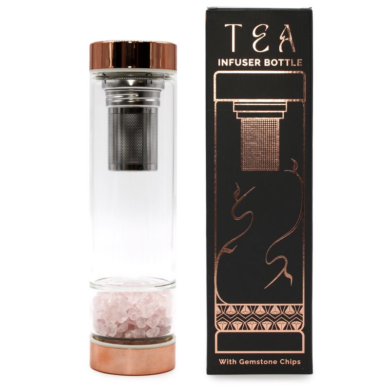 Láhev na Čaj z Křišťálového Skla - Rose Gold - Růženín