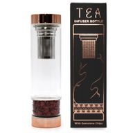 Láhev na Čaj z Křišťálového Skla - Rose Gold - Červený Jaspis