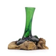 Recyklované Sklo na Dřevě - Váza na Květiny
