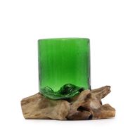 Recyklované Sklo na Dřevě - Sklenička