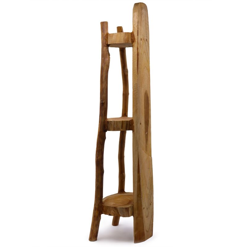 Přírodní Teakový Rožní Stojan s 3 Poličkami - 90cm