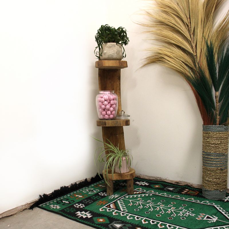 Přírodní Teakový Stojan s 3 Poličkami - 100cm