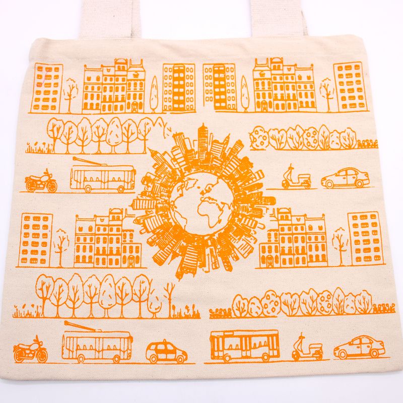 Velká Bavlněná Nákupní Taška - 38x42cm - Městský Život - 10oz