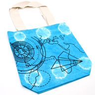 Bavlněná Taška (6oz) - 38x42x12cm - Kompas - Modrá - Přírodní Popruhy