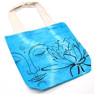 Bavlněná Taška (6oz) - 38x42x12cm - Lotosový Budha - Přírodní Popruhy