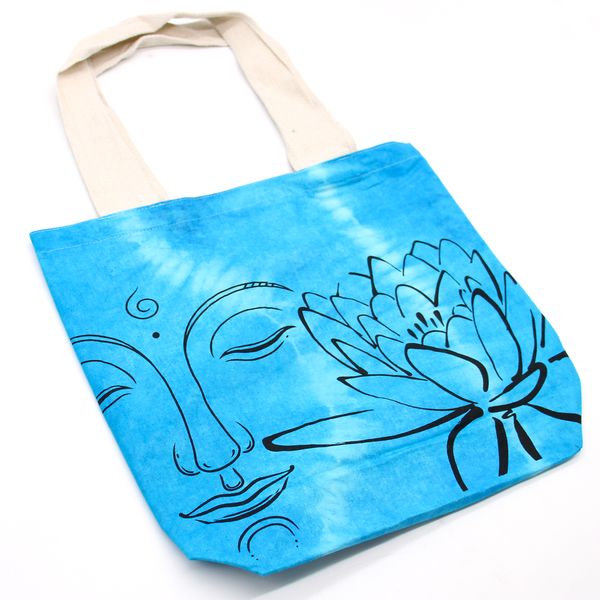 Bavlněná Taška (6oz) - 38x42x12cm - Lotosový Budha - Přírodní Popruhy