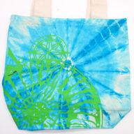 Bavlněná Taška (6oz) - 38x42x12cm - Mušle - Zeleno-Modrá - Zelené Popruhy