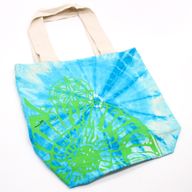 Bavlněná Taška (6oz) - 38x42x12cm - Mušle - Zeleno-Modrá - Zelené Popruhy