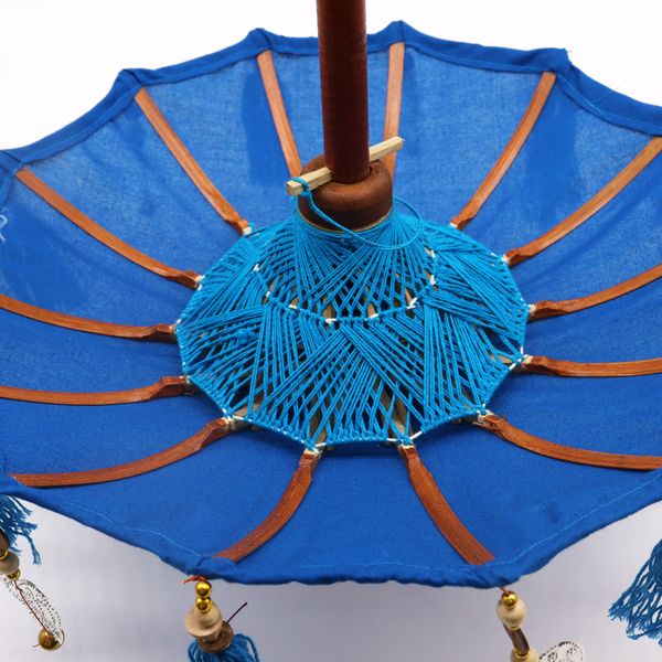 Balinejský Dekorativní Slunečník - Bavlna - Modrý - 40cm