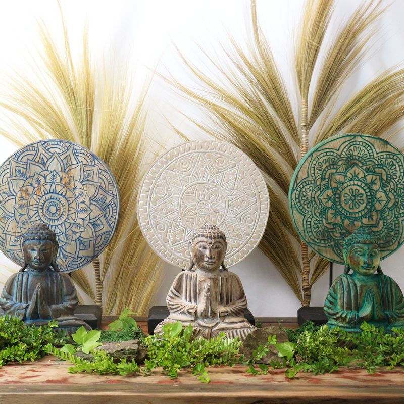 Buddha Feng Shui Set - Květ Mandala - Modrá