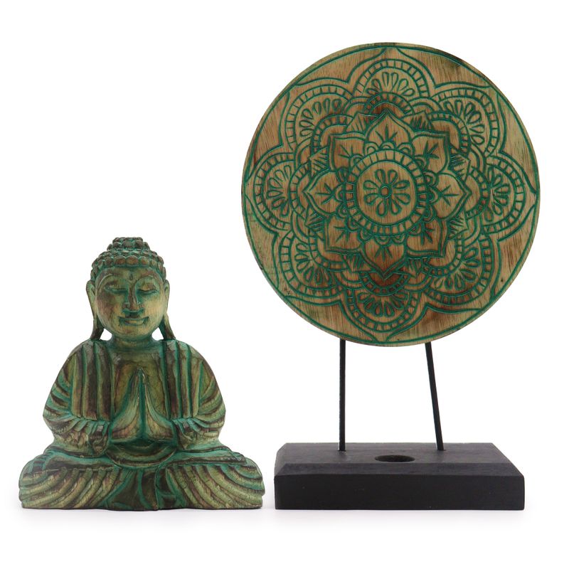 Buddha Feng Shui Set - Buddha Uzel - Zelená