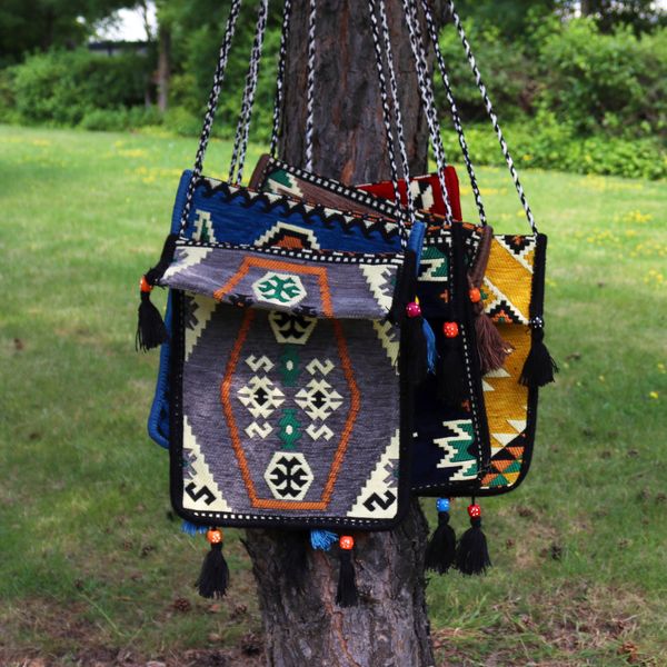 Kilim Festivalová Taška - Světle Šedá