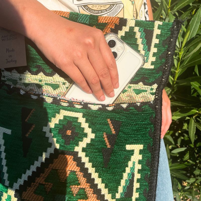 Kilim Festivalová Taška - Smaragdově Zelená