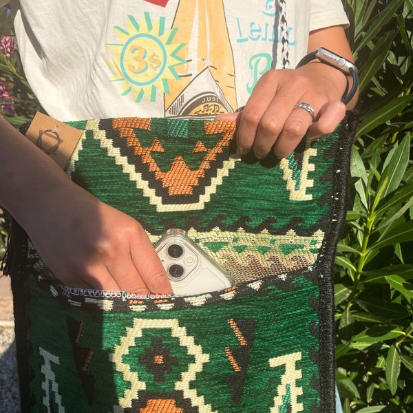Kilim Festivalová Taška - Smaragdově Zelená