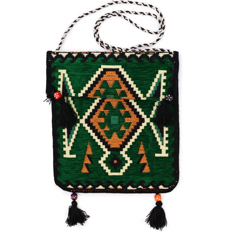 Kilim Festivalová Taška - Smaragdově Zelená