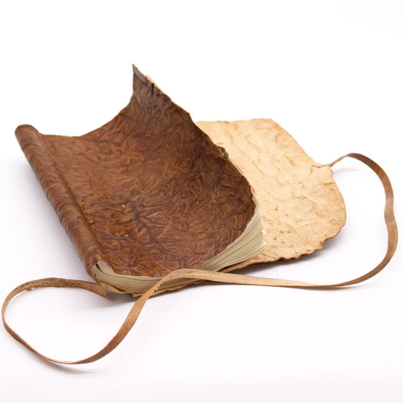 Cestovatelský Zápisník v Rolované Kůži - 96 Stran - Přírodní 21x15cm