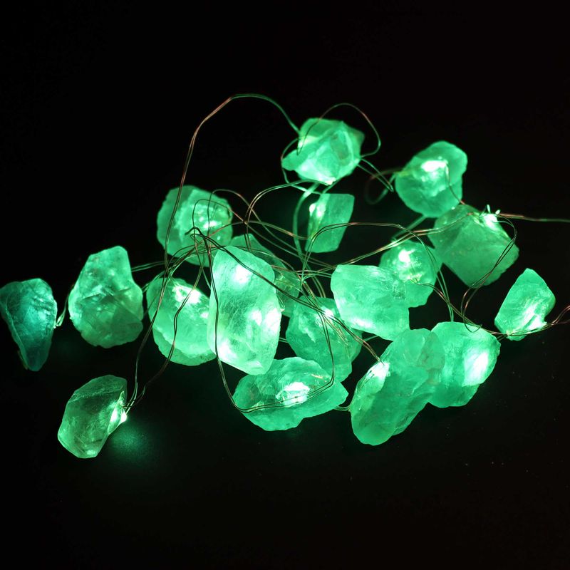 LED Světelný Řetěz s Drahými Kameny - Křišťálový Nefrit