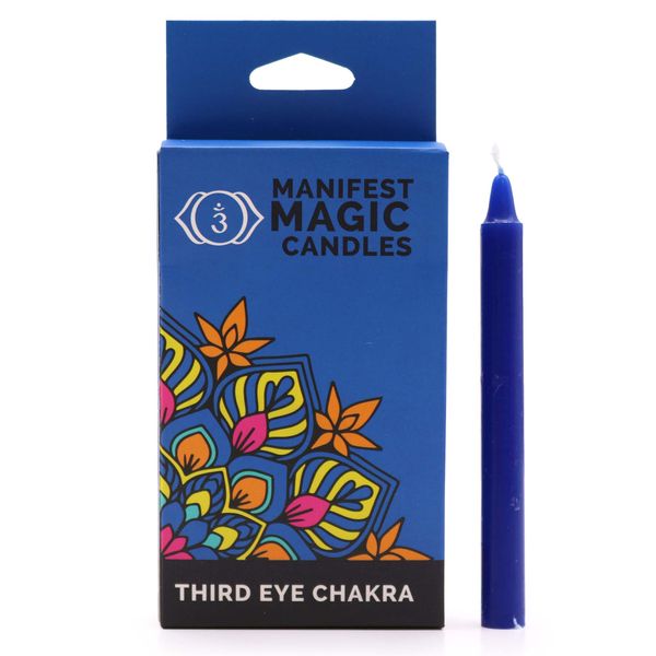 Esoterické Magické Svíčky (balení 12 kusů) - Tmavě Modré - Čakra Třetího Oka