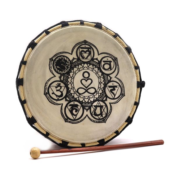 Čakra Šamanistický Buben s 1 Hůlkou - 25cm