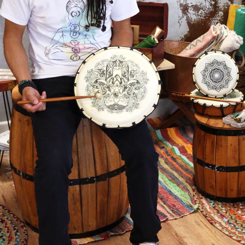 Hamsa Šamanistický Buben s Hůlkami - 30cm