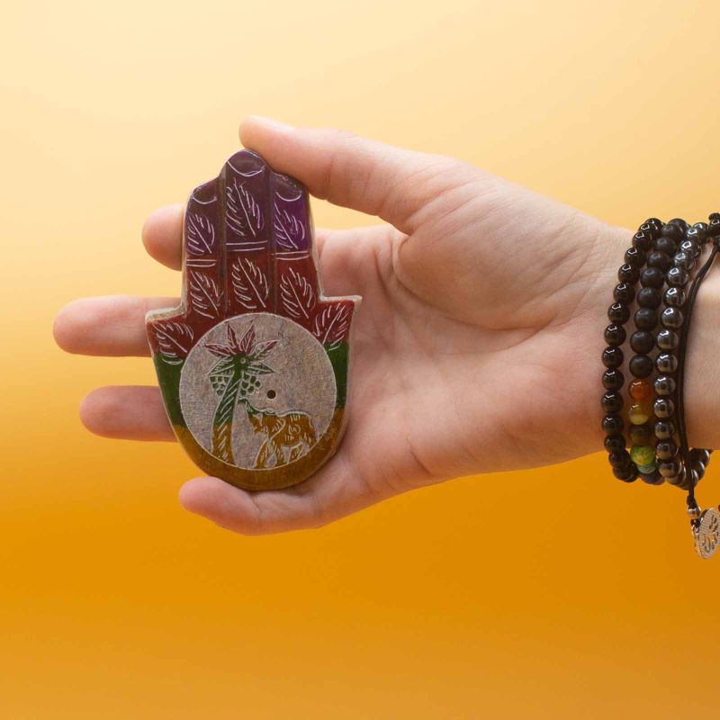 Hamsa Stojan na Vonné Tyčinky - Slon a Dlaň - 9x6cm