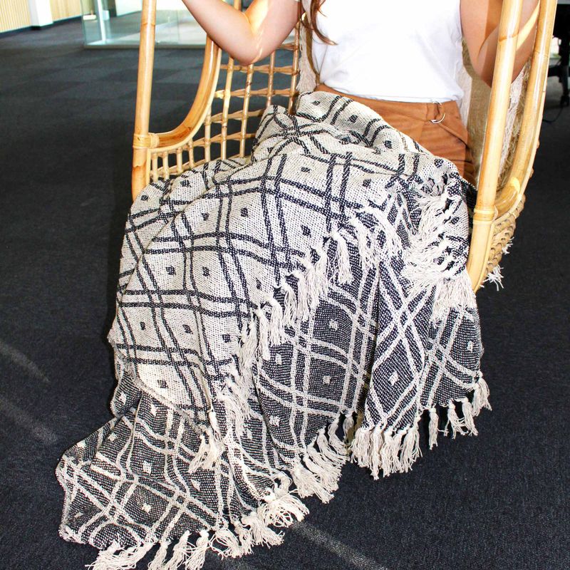 Boho Komfort Přehoz 125x150cm - Černé a Béžové Regentství
