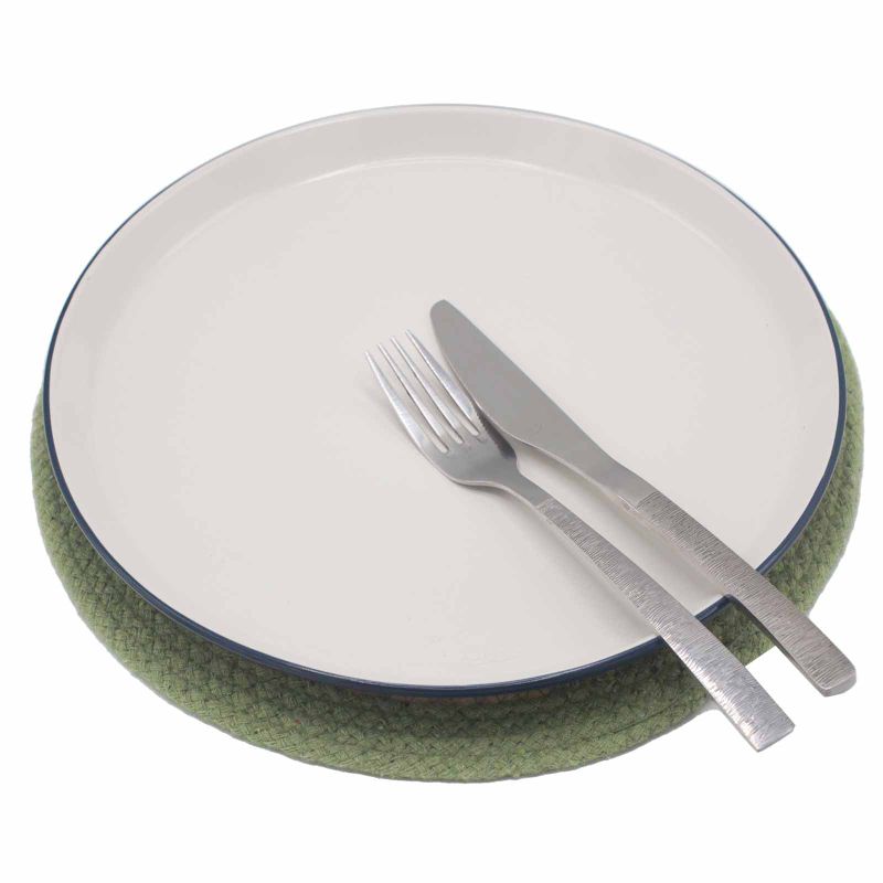 Přírodní Prostírání - Juta & Bavlna 30cm - Olivový Okraj