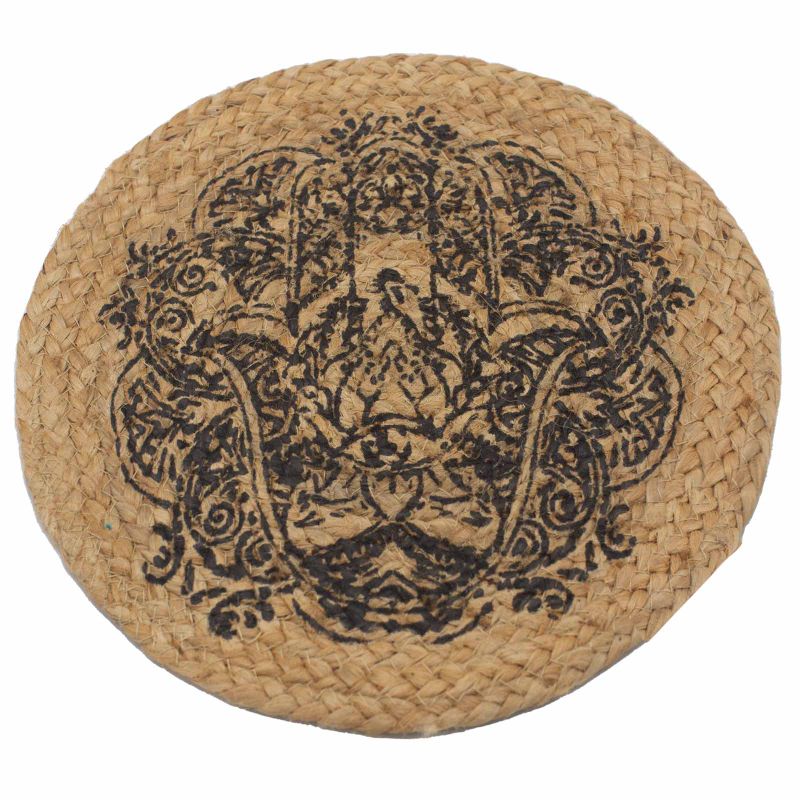Přírodní Prostírání - Juta & Bavlna 30cm - Potisk Hamsa