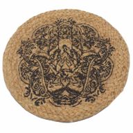 Přírodní Prostírání - Juta & Bavlna 30cm - Potisk Hamsa
