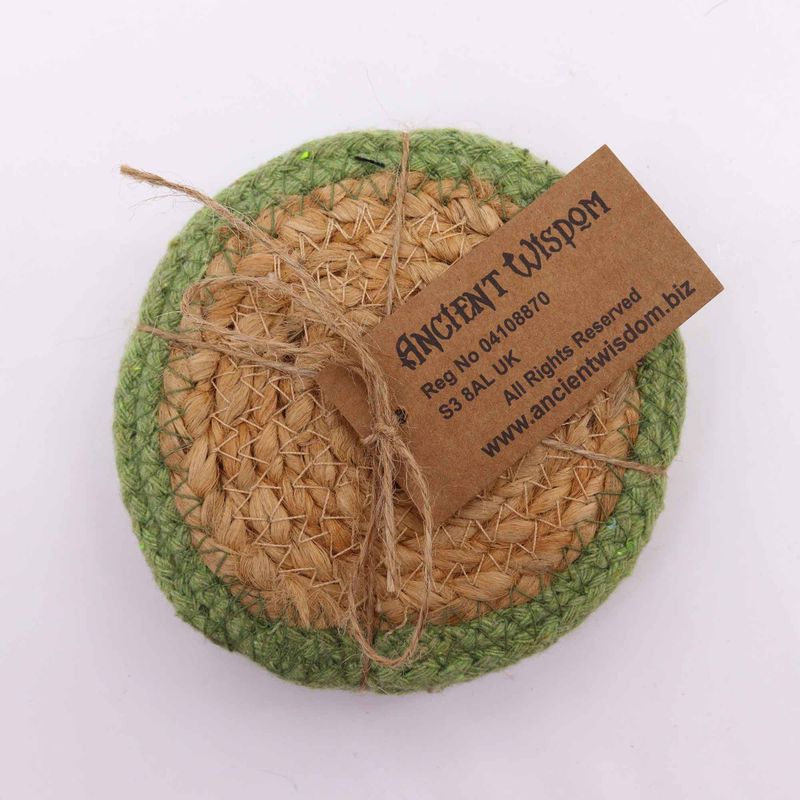 Přírodní Tácek - Juta & Bavlna 10cm (set 4) - Olivový Okraj