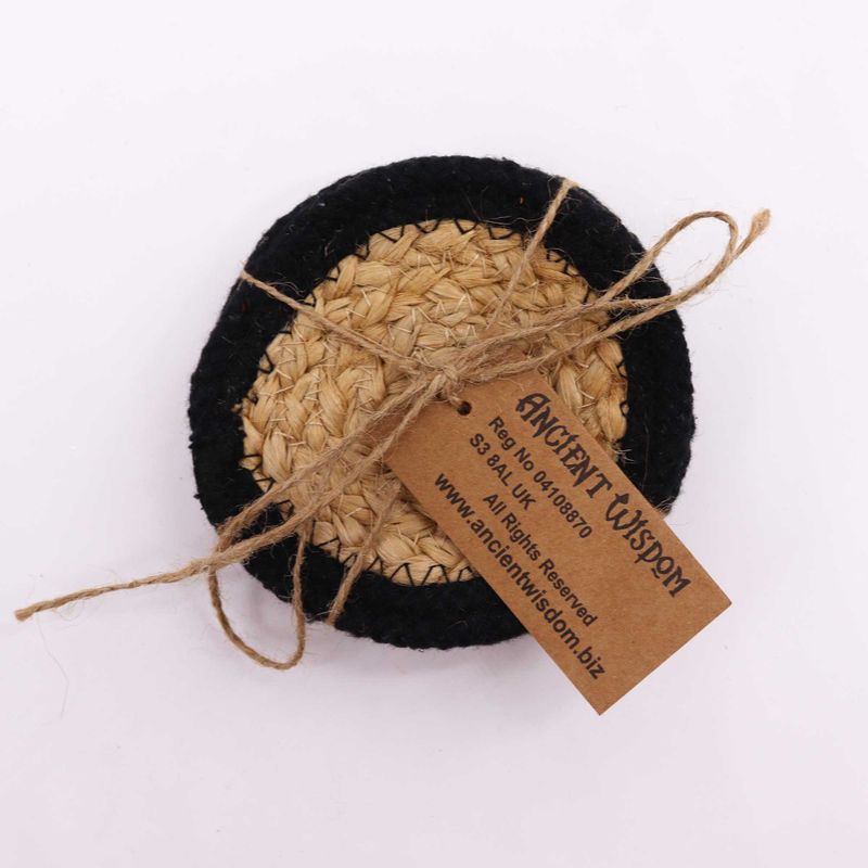 Přírodní Tácek - Juta & Bavlna 10cm (set 4) - Černý Okraj