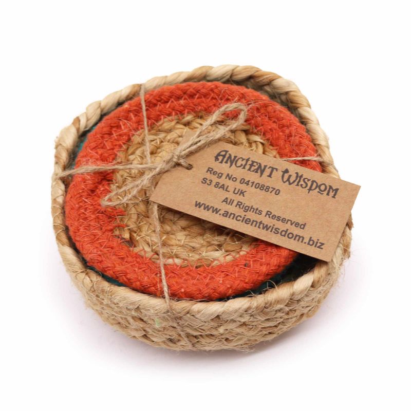 Přírodní Tácek - Juta & Bavlna 10cm (set 6) - Náhodné Barvy v Košíku