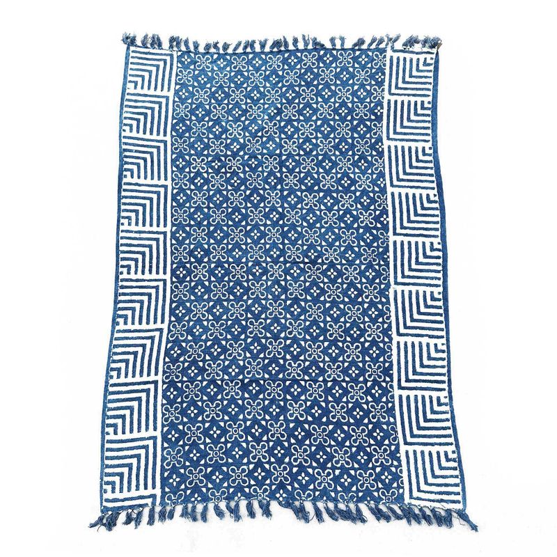 Ručně Vyráběný Indigový Přehoz - 170x120cm - Kasba Dlaždice