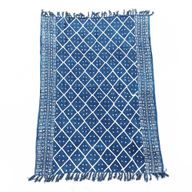 Ručně Vyráběný Indigový Přehoz - 170x120cm - Půlnoční Heerak