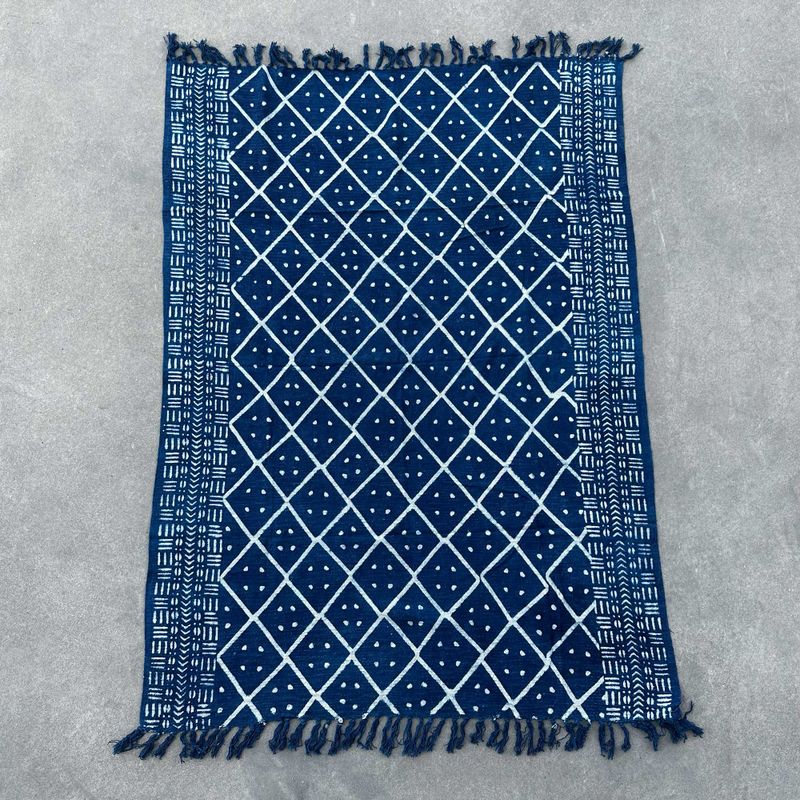 Ručně Vyráběný Indigový Přehoz - 170x120cm - Půlnoční Heerak